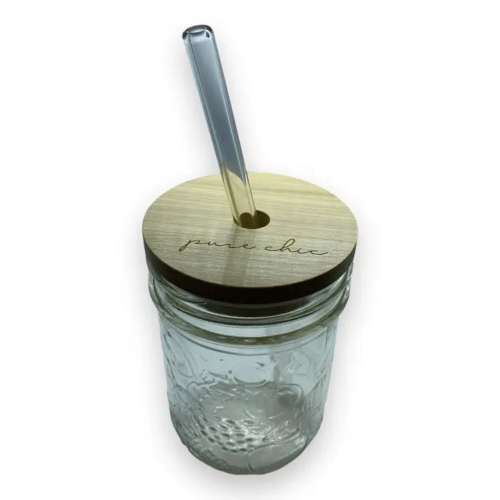 Bamboo Lid for Mason Jars with straw hole - Set of 2 - Curated Joy | Natural Home