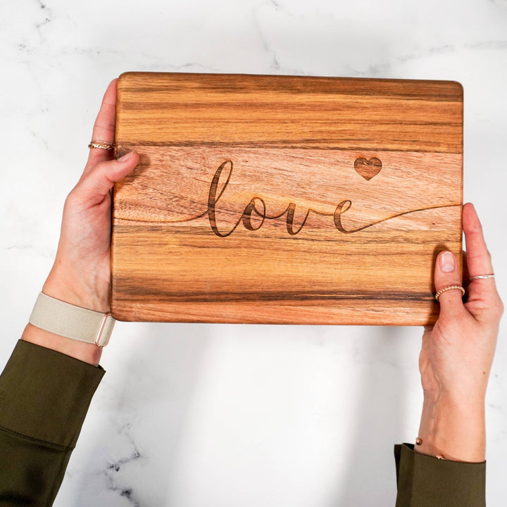Cheese/Charcuterie Board | Engraved "love" - Curated Joy | Natural Home