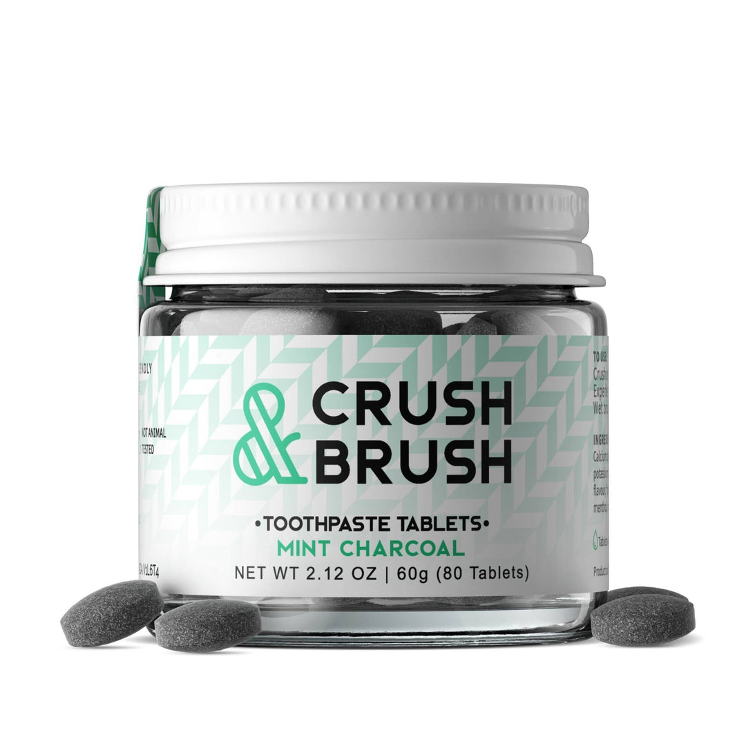Crush & Brush Toothpaste Tablet - Mint CHARCOAL 60g/2.2oz - Curated Joy | Natural Home