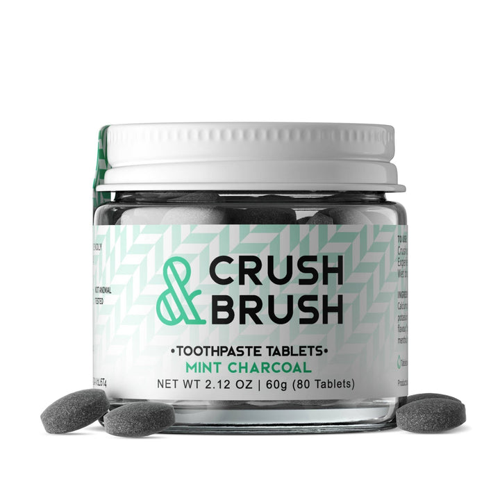Crush & Brush Toothpaste Tablet - Mint CHARCOAL 60g/2.2oz - Curated Joy | Natural Home