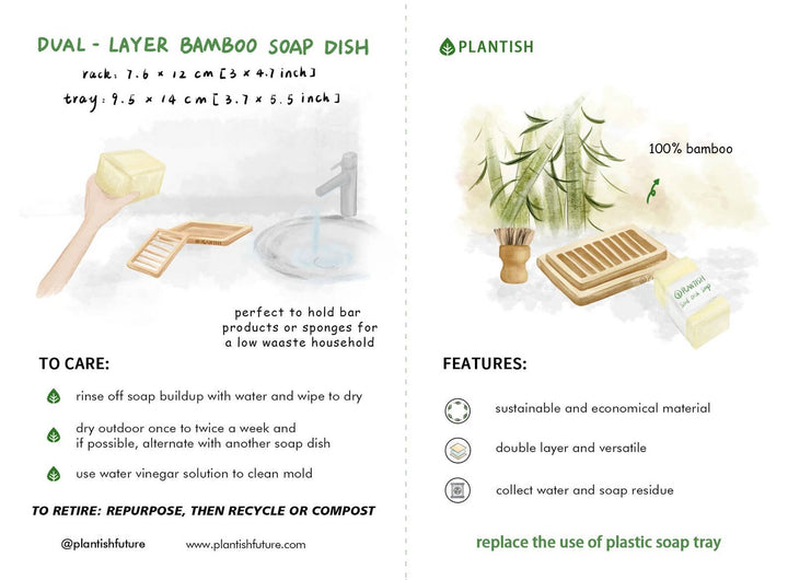Dual - layer Bamboo Soap Dish - Curated Joy | Natural Home