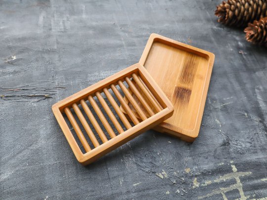 Dual - layer Bamboo Soap Dish - Curated Joy | Natural Home