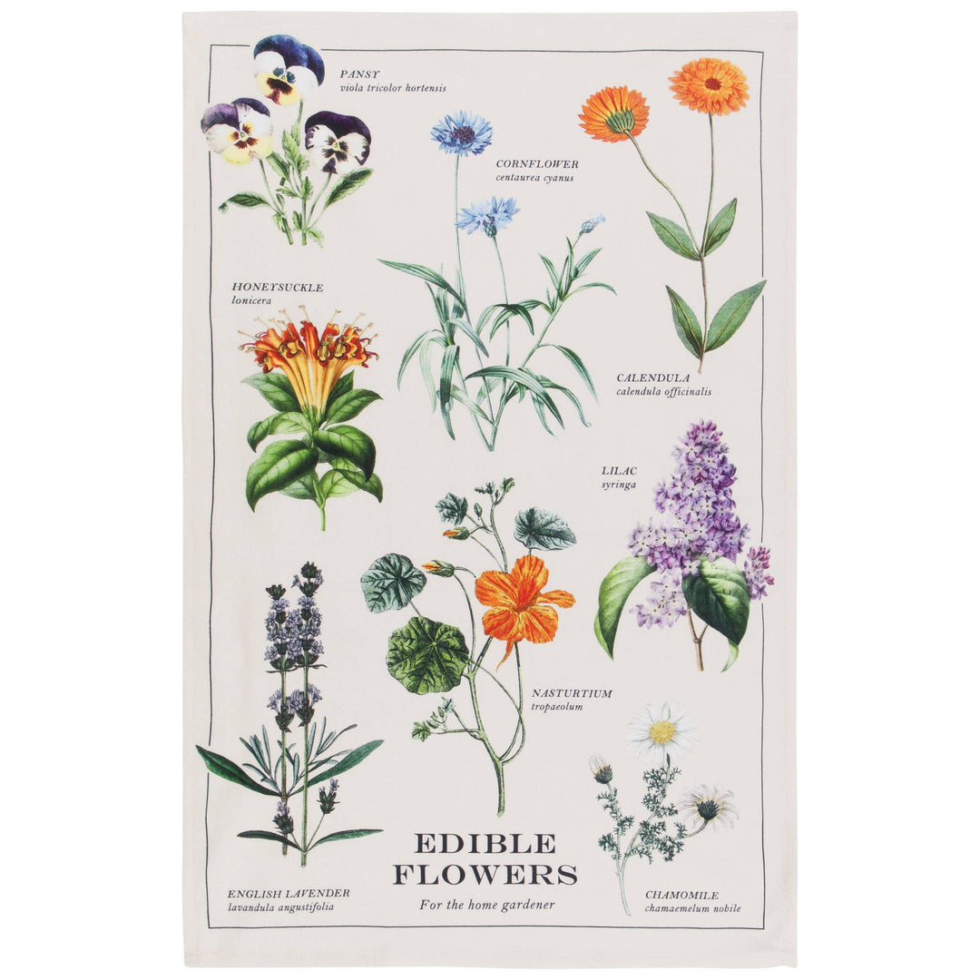 Edible Flowers Cotton Tea Towel - Curated Joy | Natural Home