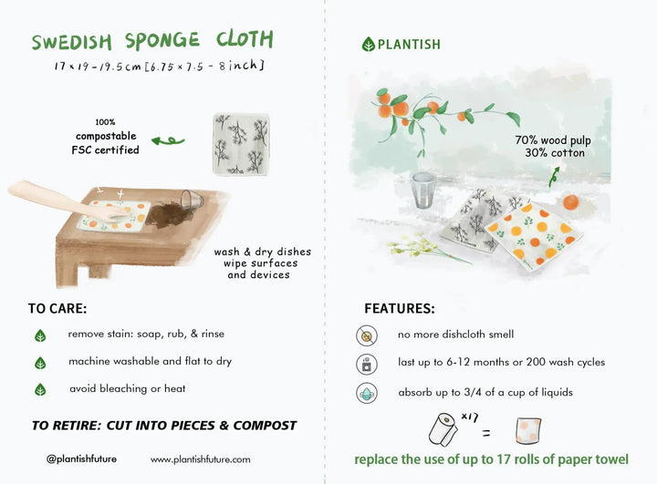 Floral Bursts - Set of 3 Swedish Sponge Cloths - Curated Joy | Natural Home