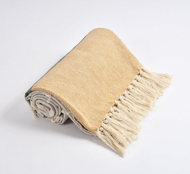 Handwoven Cotton Throw | Fair Trade | SAFFRON - Curated Joy | Natural Home