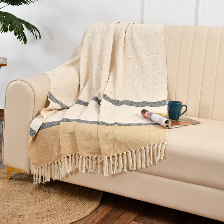 Handwoven Cotton Throw | Fair Trade | SAFFRON - Curated Joy | Natural Home