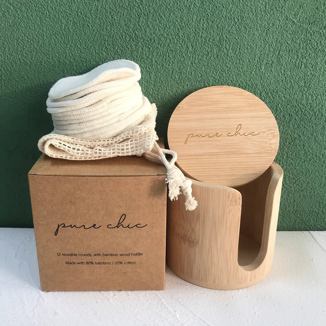 Re - usable Bamboo/Cotton Rounds with Bamboo Container - Curated Joy | Natural Home