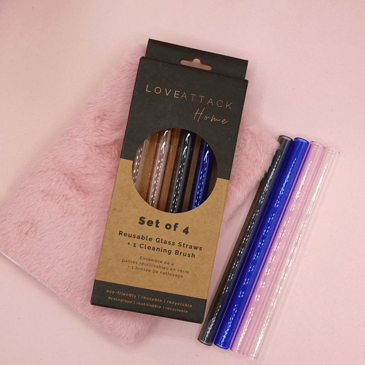 Reusable Borosilicate Glass Drinking Straws - 4 Pack - Curated Joy | Natural Home