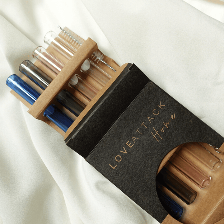 Reusable Borosilicate Glass Drinking Straws - 4 Pack - Curated Joy | Natural Home