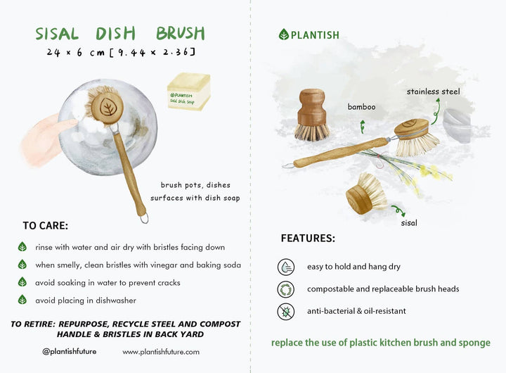Sisal Dish Brush Refill (Brush Head Only) - Curated Joy | Natural Home