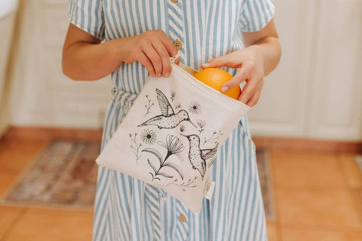 Snack Bag , Reusable Snack bag, HUMMINGBIRD - Curated Joy | Natural Home