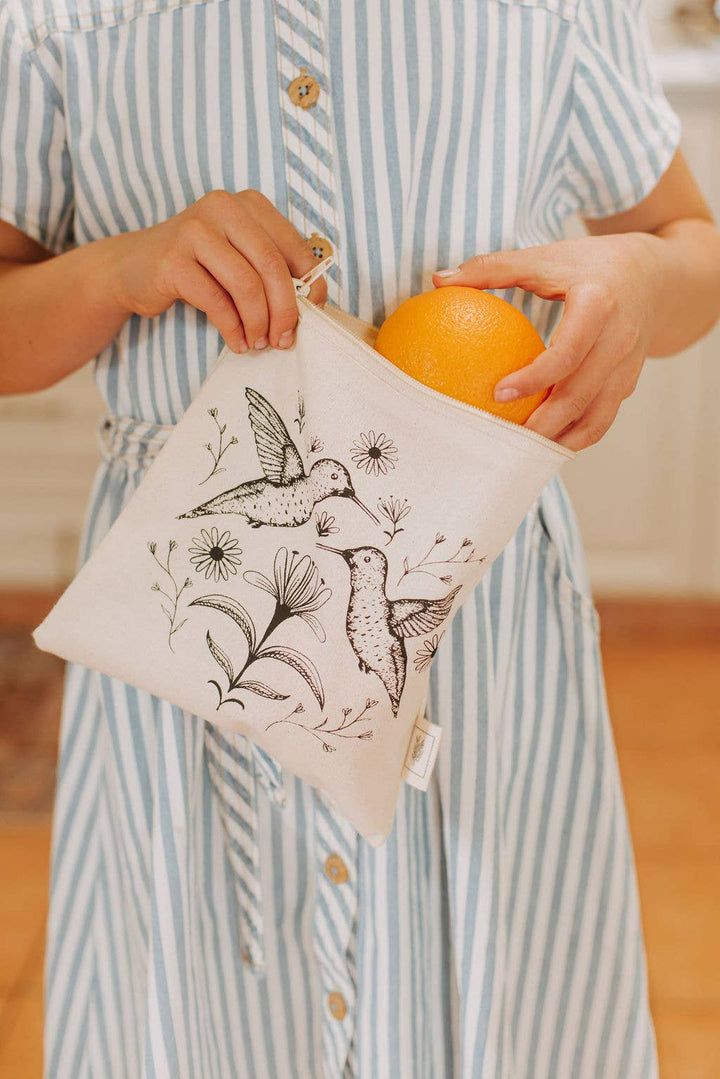Snack Bag , Reusable Snack bag, HUMMINGBIRD - Curated Joy | Natural Home