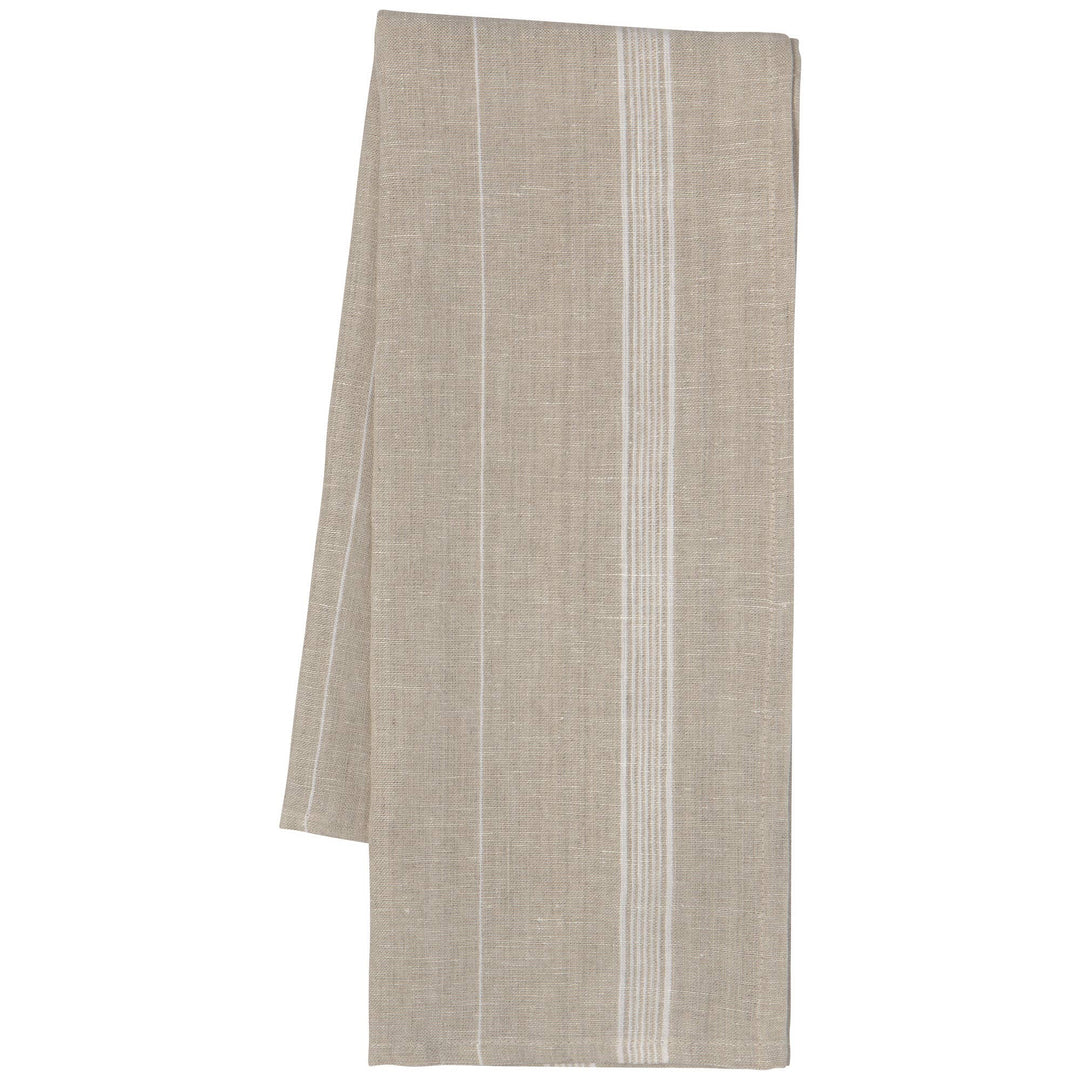 White Maison Stripe 100% Linen Dishtowel