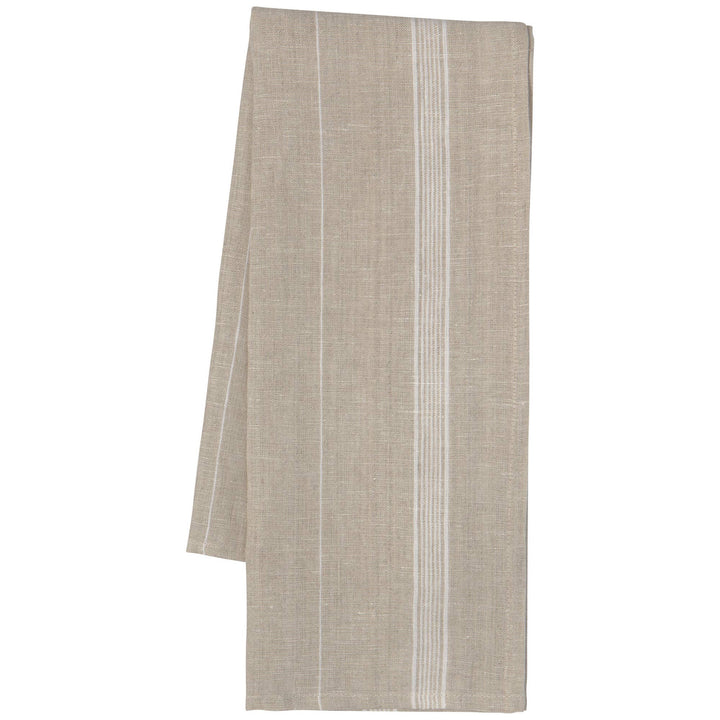 White Maison Stripe 100% Linen Dishtowel