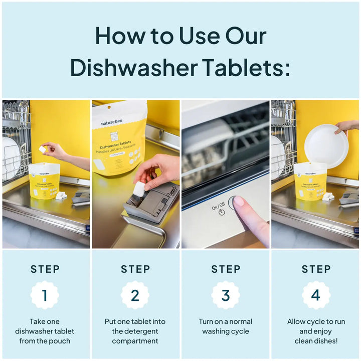 Lemon Dishwasher Tablets | Bag of 50 | NATURE BEE