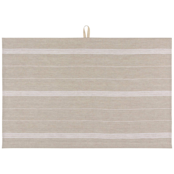 White Maison Stripe 100% Linen Dishtowel