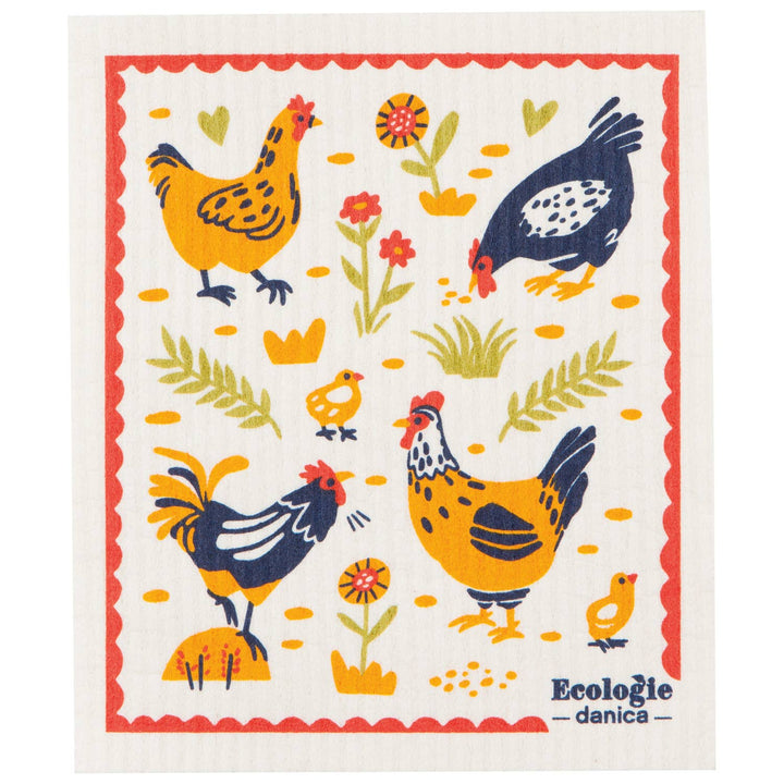 Authentic Swedish Dishcloth | Free Range Chickens - Curated Joy | Natural Home