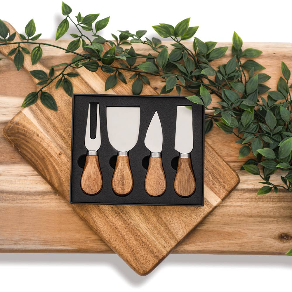 Cheese Knife and Spreader Set with Gift Box - Acacia - Curated Joy | Natural Home