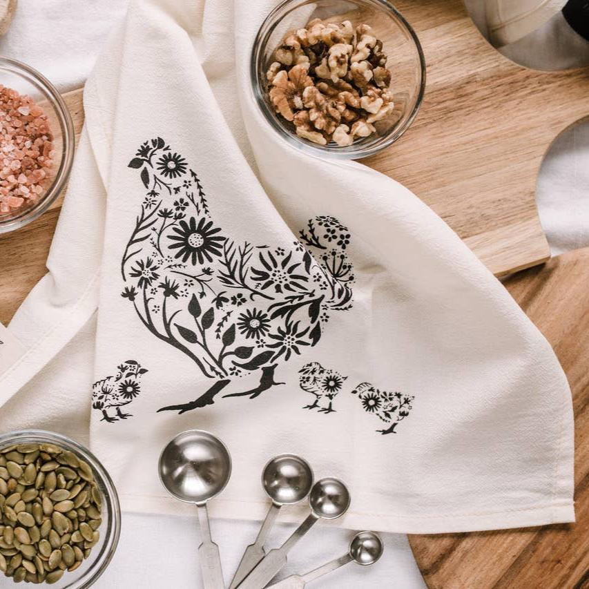 Chicken Tea Towel / Chicken Decor / Chicken kitchen Towel - Curated Joy | Natural Home