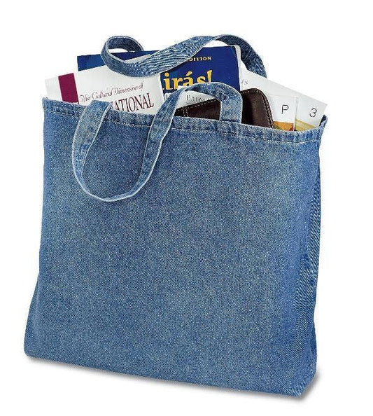 Cotton Denim Tote Bag - Curated Joy | Natural Home