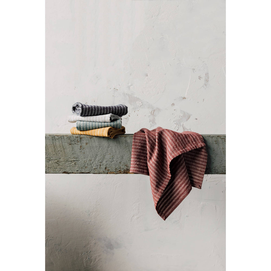 Dove Gray Stripe Linen/Cotton Dishtowel - Curated Joy | Natural Home