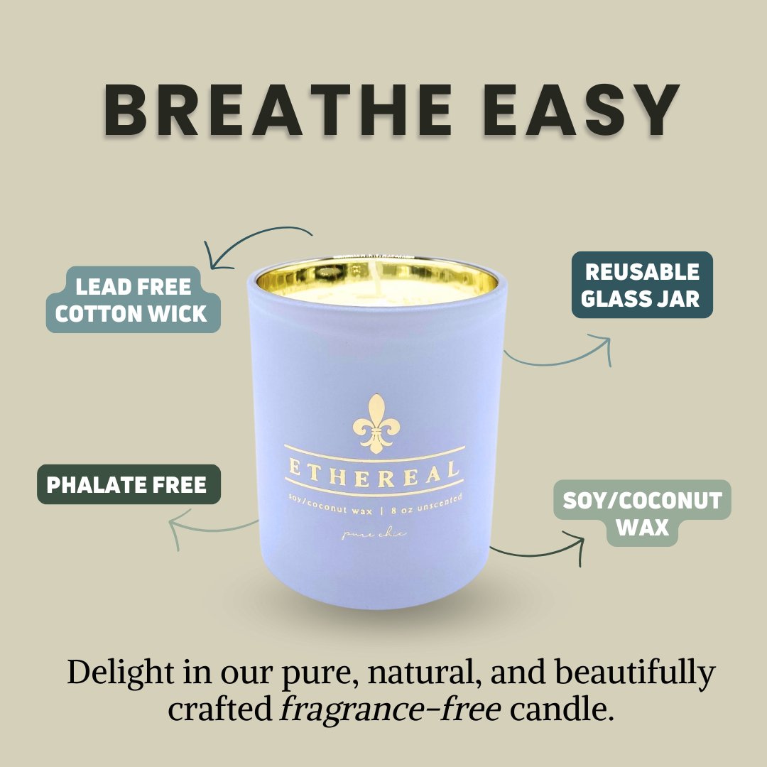 ETHEREAL - Pure Soy/Coconut Candle | Unscented | 8oz - Curated Joy | Natural Home