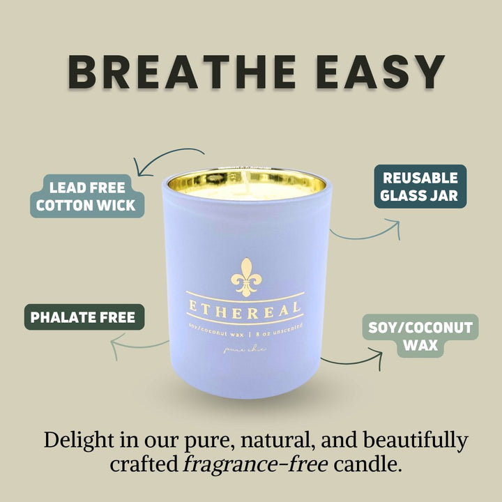 ETHEREAL - Pure Soy/Coconut Candle | Unscented | 8oz - Curated Joy | Natural Home