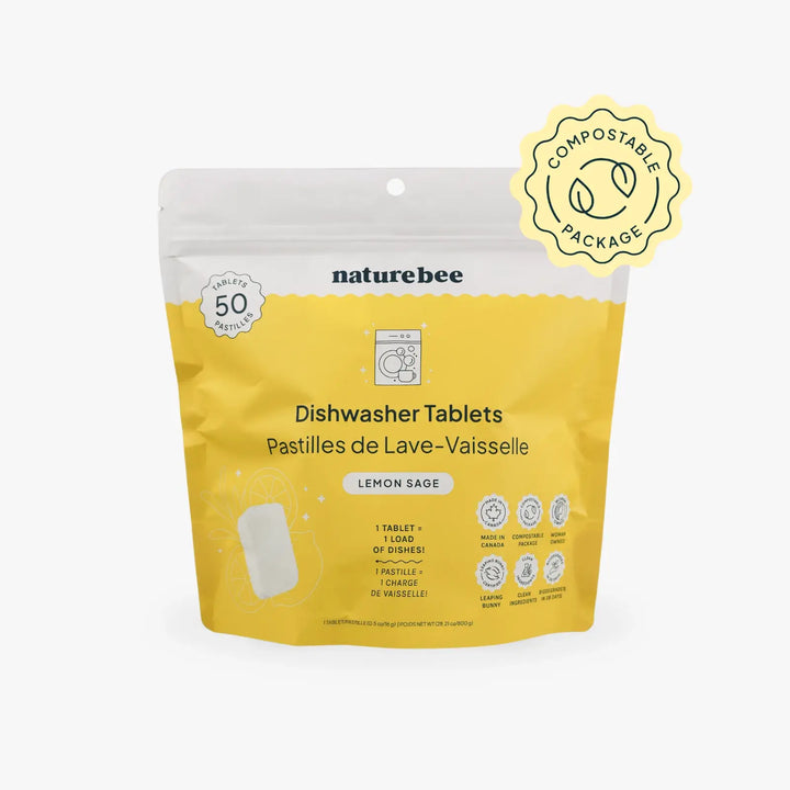 Lemon Dishwasher Tablets | Bag of 50 | NATURE BEE