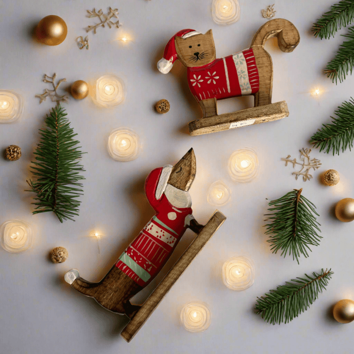 Handmade, Wooden Standing Cat | Fair Trade - Curated Joy | Natural Home