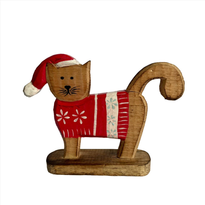 Handmade, Wooden Standing Cat | Fair Trade - Curated Joy | Natural Home
