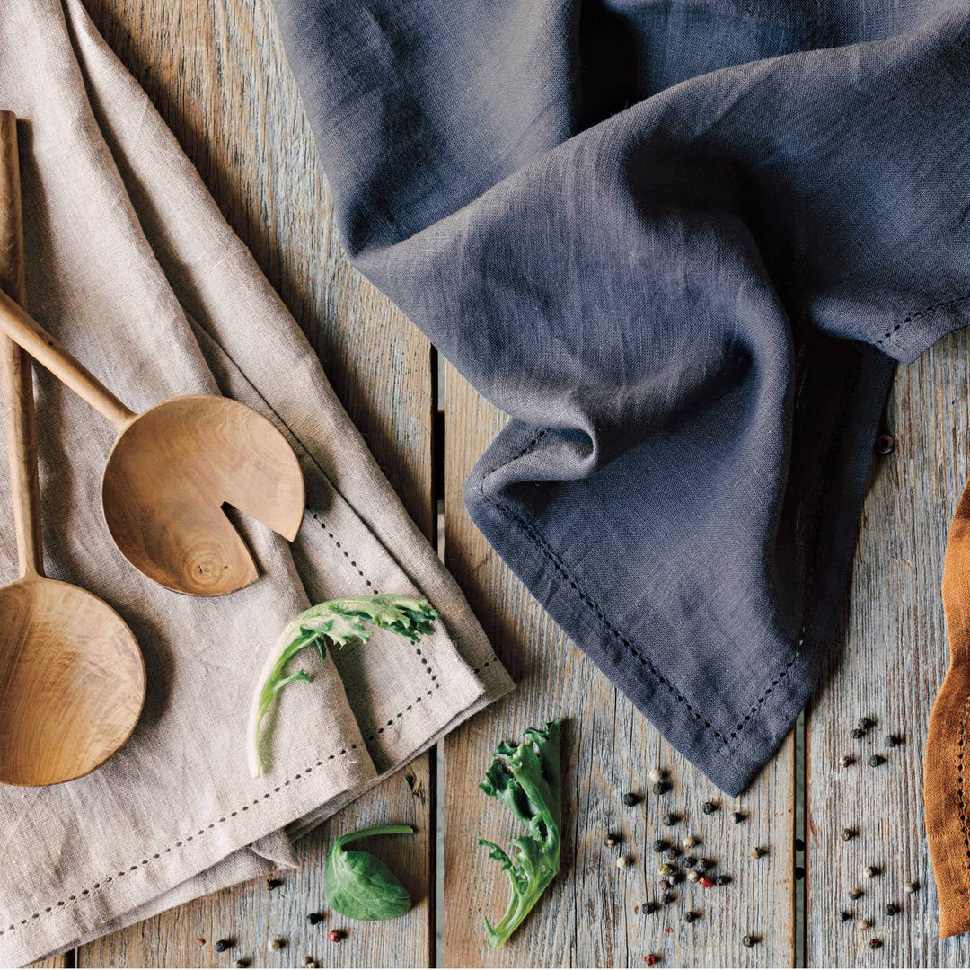 Hemstitch 100% Linen Dishtowel - Charcoal - Curated Joy | Natural Home