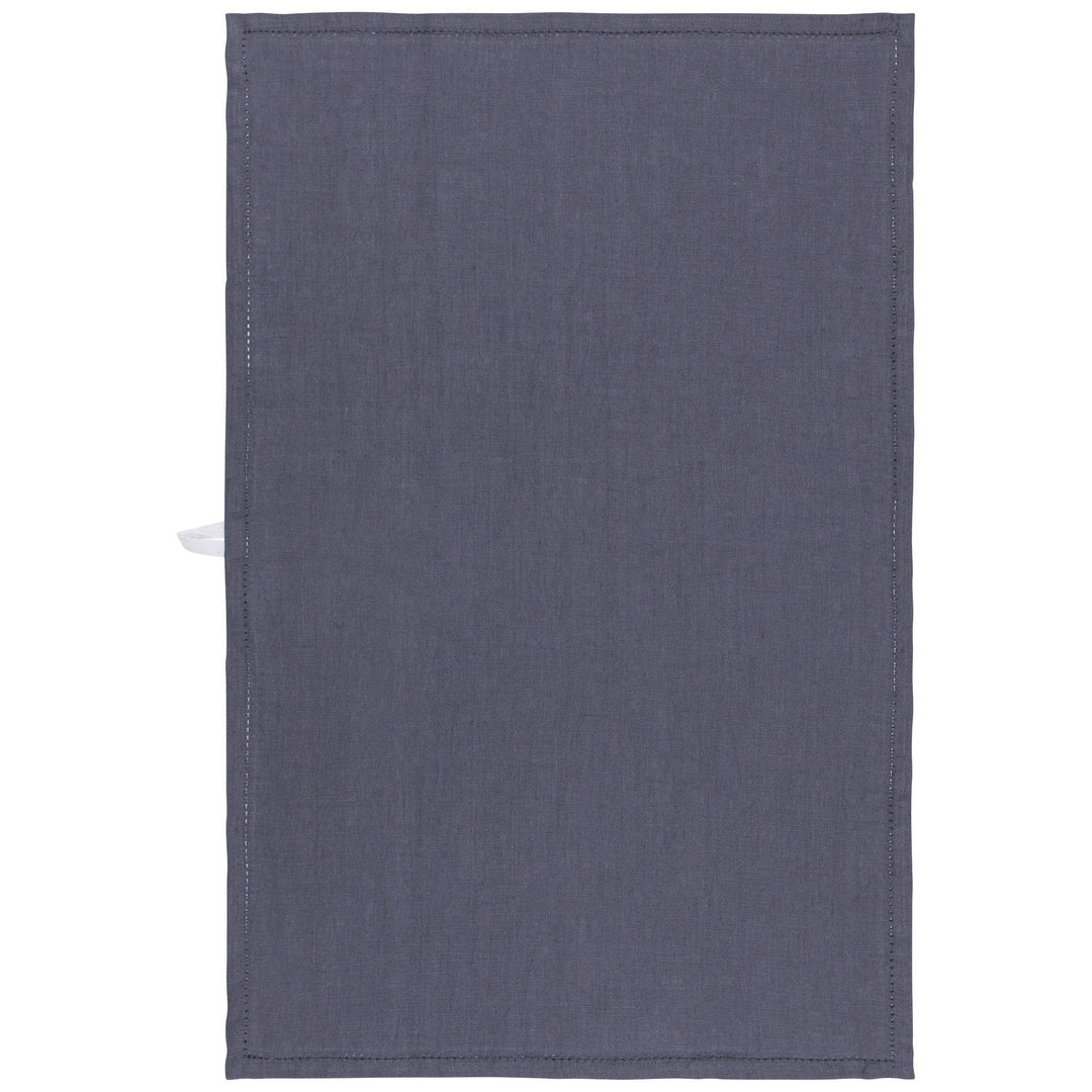 Hemstitch 100% Linen Dishtowel - Charcoal - Curated Joy | Natural Home