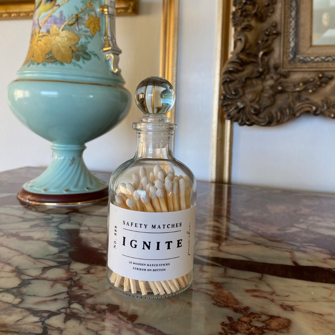 Luxe Safety Matches in Glass Apothecary Jar - Curated Joy | Natural Home