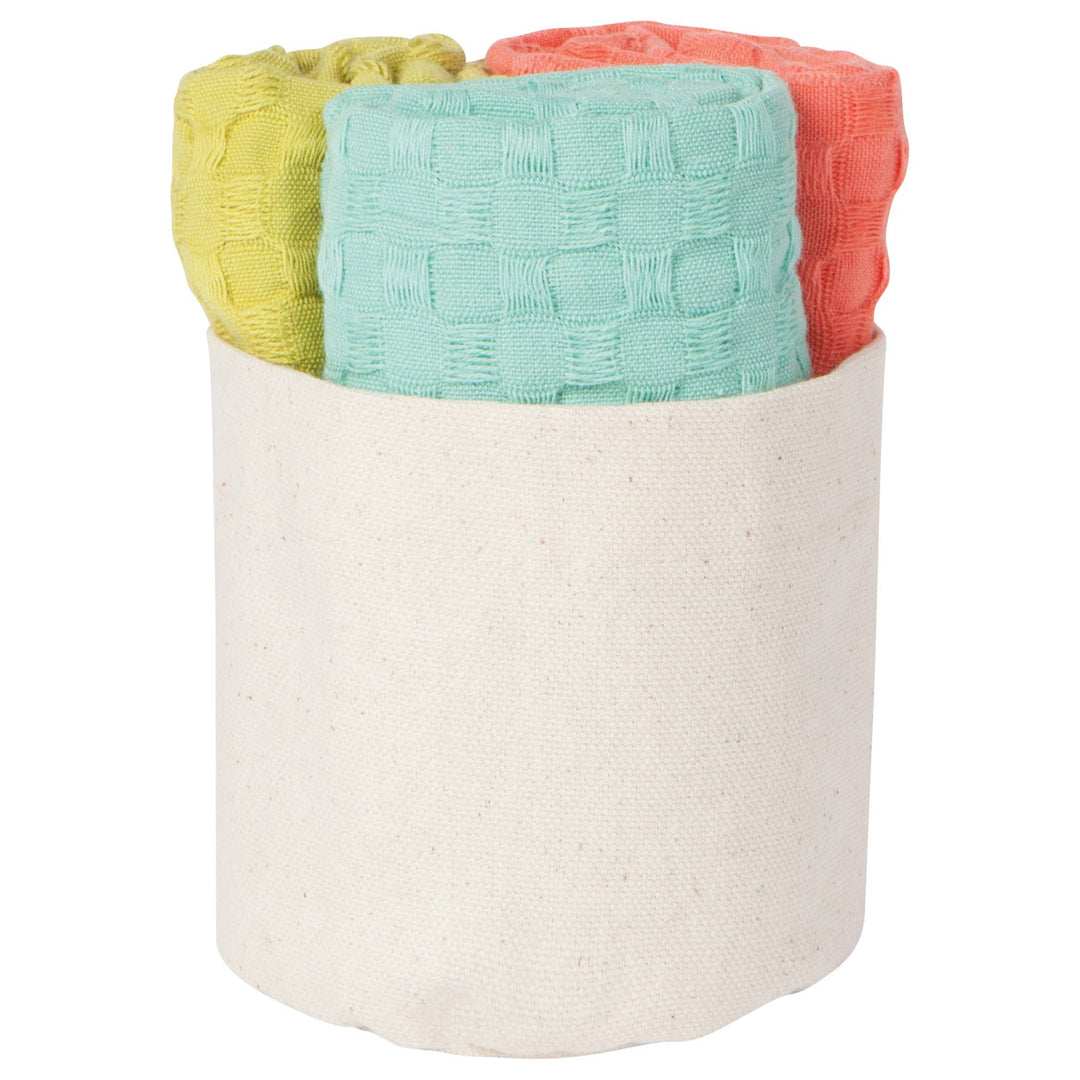 Recycled Cotton Dishcloths in Basket Chartreuse Set of 3 - Curated Joy | Natural Home