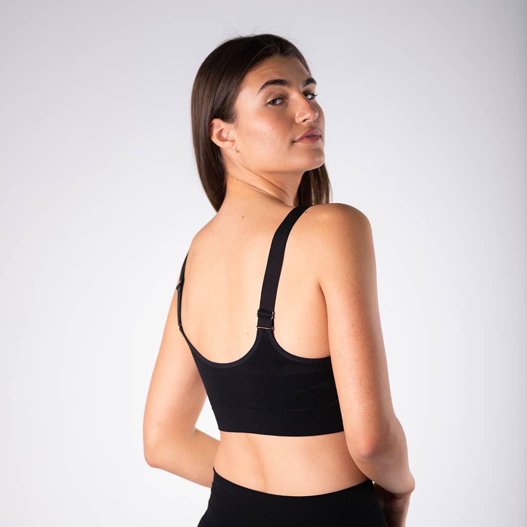 Ribbed Bamboo Contour Bralette - Black - Curated Joy | Natural Home