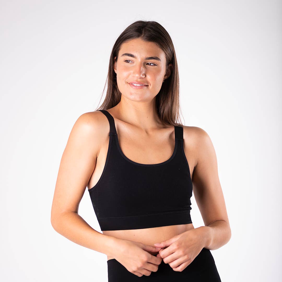 Ribbed Bamboo Contour Bralette - Black - Curated Joy | Natural Home