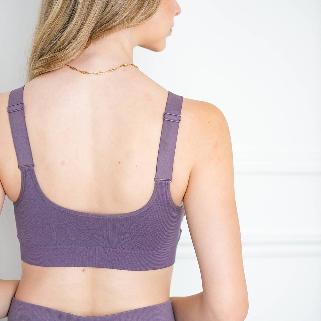 Ribbed Bamboo Contour Bralette - Dusty Purple - Curated Joy | Natural Home