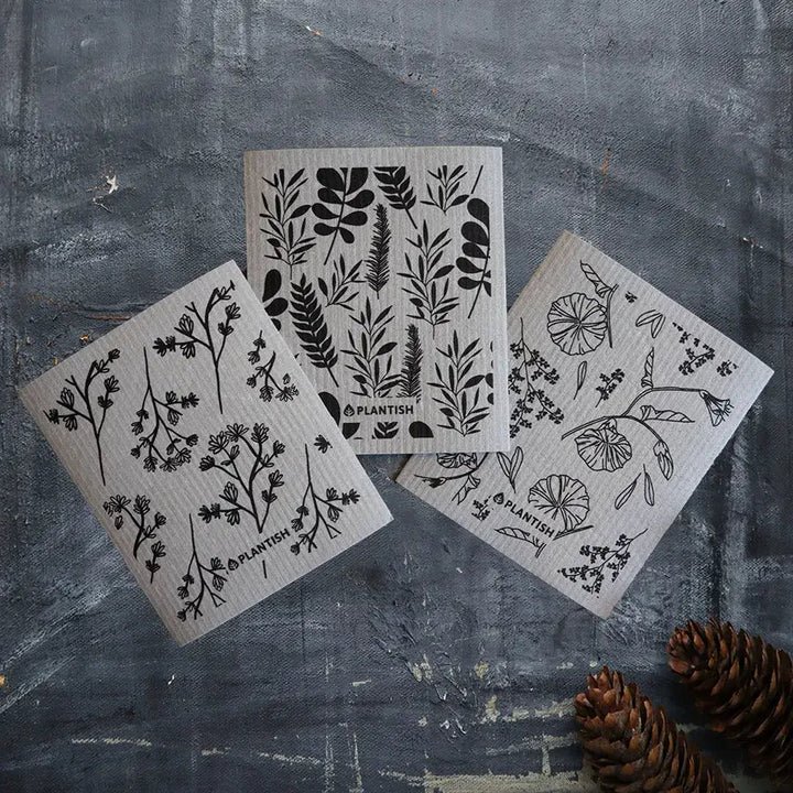 Swedish Sponge Cloths | Healing Herbs - Set of 3 - Curated Joy | Natural Home