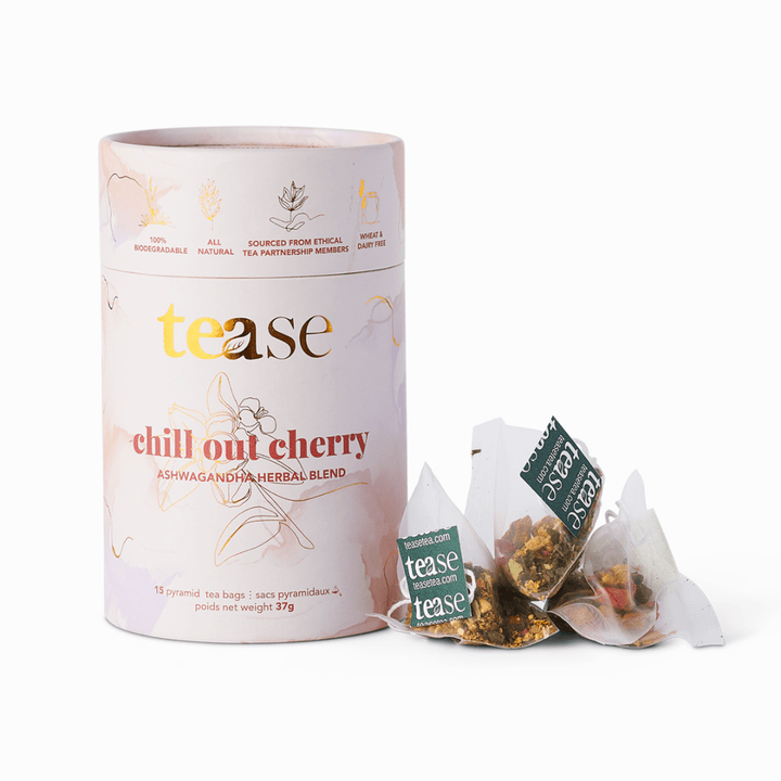 TEASE TEA | Chill Out Cherry – Ashwagandha & Mushroom Wellness Blend - Curated Joy | Natural Home