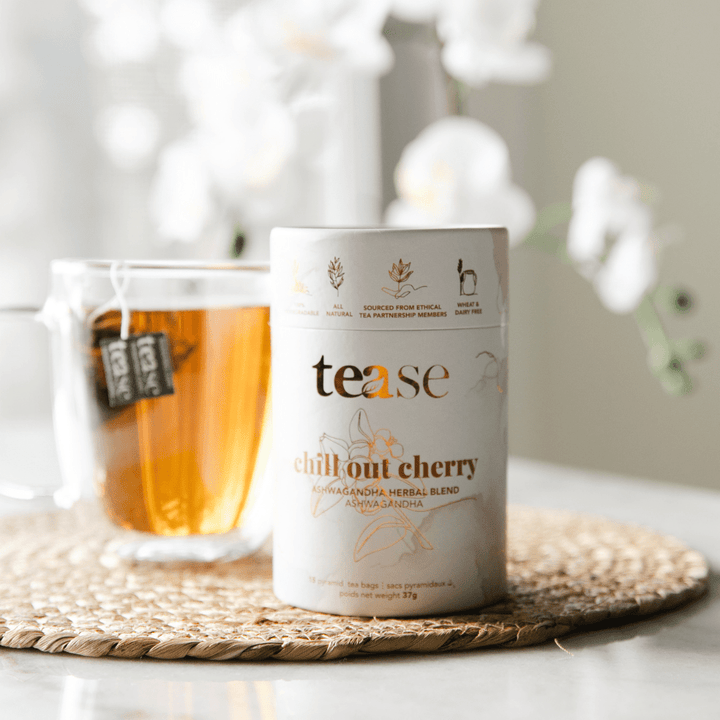 TEASE TEA | Chill Out Cherry – Ashwagandha & Mushroom Wellness Blend - Curated Joy | Natural Home