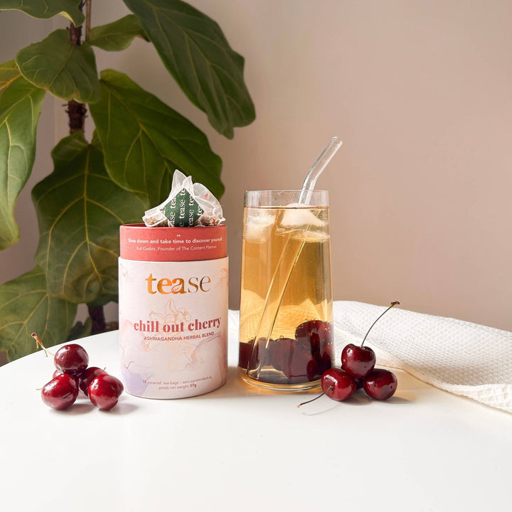 TEASE TEA | Chill Out Cherry – Ashwagandha & Mushroom Wellness Blend - Curated Joy | Natural Home
