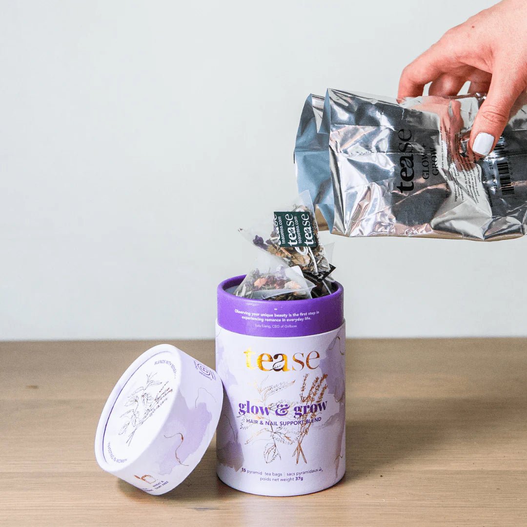 TEASE TEA | Glow & Grow Herbal Tea Blend | Beauty Hair Nail and Skin - Curated Joy | Natural Home