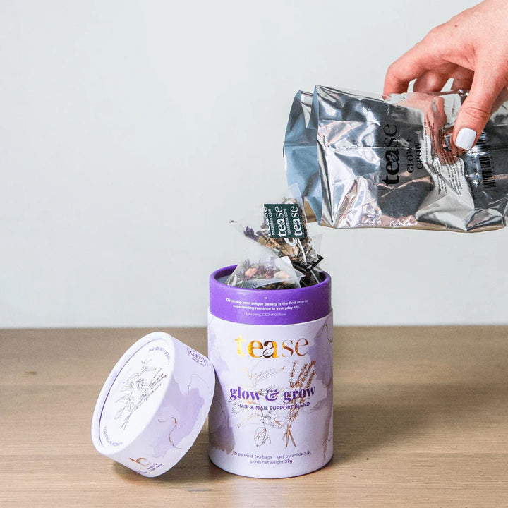 TEASE TEA | Glow & Grow Herbal Tea Blend | Beauty Hair Nail and Skin - Curated Joy | Natural Home