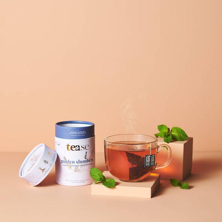 TEASE TEA | Golden Slumbers Valerian Root Adaptogen, Superfood Tea Blend - Curated Joy | Natural Home