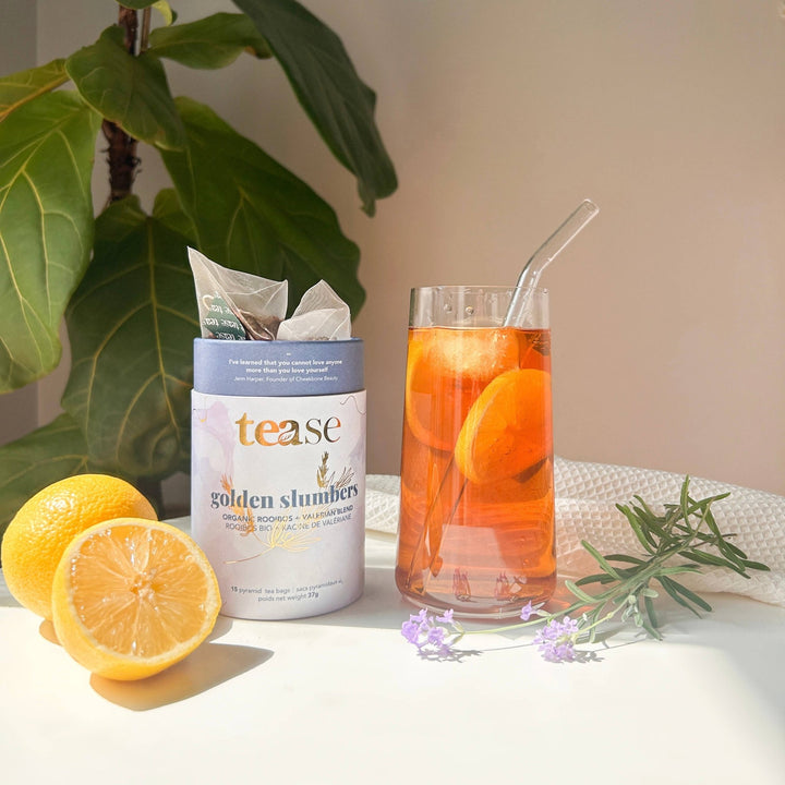 TEASE TEA | Golden Slumbers Valerian Root Adaptogen, Superfood Tea Blend - Curated Joy | Natural Home