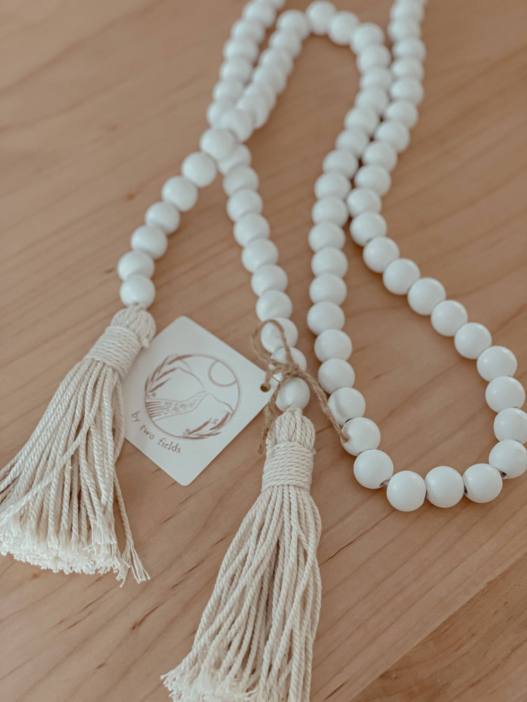 White Wood Bead Garland - Curated Joy | Natural Home