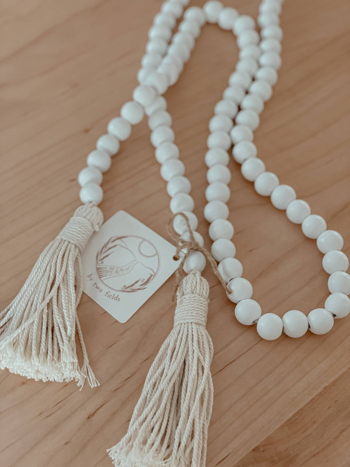 White Wood Bead Garland - Curated Joy | Natural Home