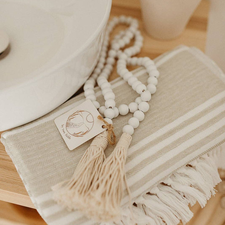 White Wood Bead Garland - Curated Joy | Natural Home